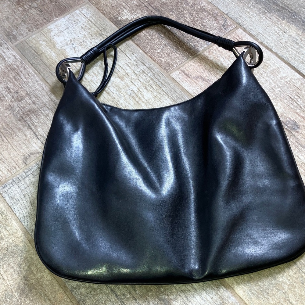 NINE WEST BYRON BLACK HOBO BUCKET BAG